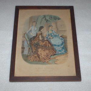 Antique wooden-framed La Mode Illustree picture